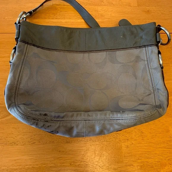 Gray Embellished Coach Shoulder Bag - Picture 4 of 9